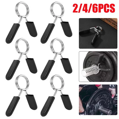 6x 1  Spring Clamp Collars For Weight Bar Dumbbells Gym Fitness Clips Locks 25mm • £5.55