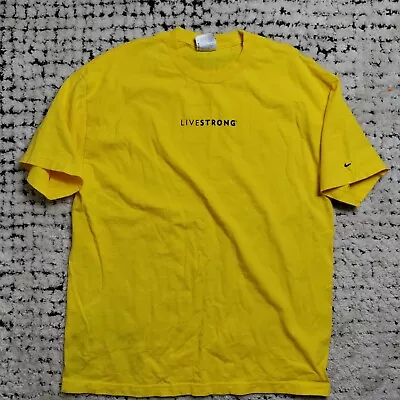 Vintage Nike Livestrong Shirt XL Yellow Lance Armstrong Foundation Cycling USA • $19.95