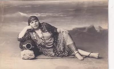 EGYPT VINTAGE PHOTO .  CURVE Sexy Lady In Bedouin Clothes With Pottery .. • £19.30