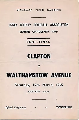 BARKING - Clapton V Walthamstow Avenue (Essex Senior Cup Semi Final) 1954/1955 • £8.99