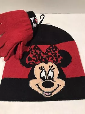 NEW Disney Minnie Mouse Little Girl OSFM Beanie Set-Knit Hat&GLOVES BY BERKSHIRE • $15.43