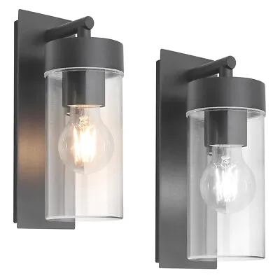 £24.99 • Buy LED Rectangular Outdoor Wall Light Clear Metal Lantern Garden Wall Lamp ZLC344