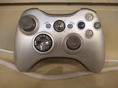 $19.99 • Buy FOR PARTS - Official Microsoft Xbox 360 Silver Wireless Controller OEM