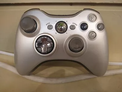 FOR PARTS - Official Microsoft Xbox 360 Silver Wireless Controller OEM • $19.99