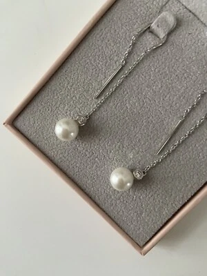 £27.50 • Buy Diamonique Sterling Silver Faux Pearl And Diamond Drop Earrings | BNWT
