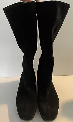 La Canadienne Womens Black Suede Knee High Zipper Boots Size 11 W~19968 Wedge • $50