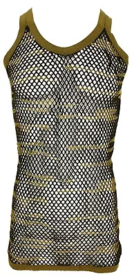 Men’s Camo String Mesh Vest 100% Cotton Camouflage Fish Net Fitted String Vest  • £5.71