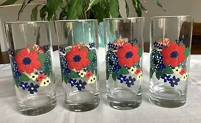 4 Pioneer Woman Dazzling Dahlias Tall Sweet Tea Tumbler Glasses 16 Oz. EXC! • $21.99