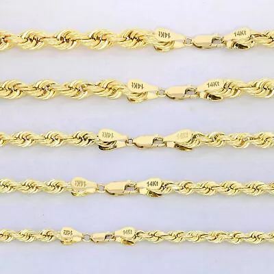 14K Yellow Gold Diamond Cut Rope 2mm-5mm Chain Link Bracelet Women Men 7  8  9  • $73.98