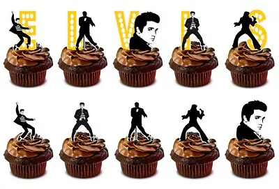 Elvis Presley Stand Up Cup Cake Toppers Edible Birthday Party Decorations • £2.25