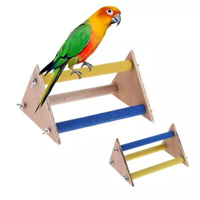 Fun Pet Parrot Bird Perch Stand Play Toys Gym Wooden Activity Table Playstand • $19.65