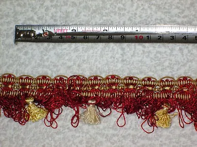 Designer Brick Red & Honey Luxury Tassel Fringe & Braid Furnishing Trim 2 Mts • £4.95