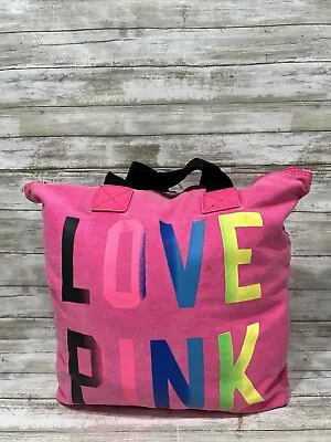 Victorias Secret LOVE PINK Canvas Graphic Print Duffle Bag Tote Shoulder Bag • $19.77