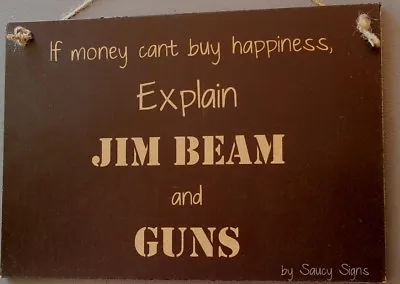 $24.75 • Buy Guns And Jim Beam Sign - Biker Bar Garage Man Cave Hunting Harley Shooting 