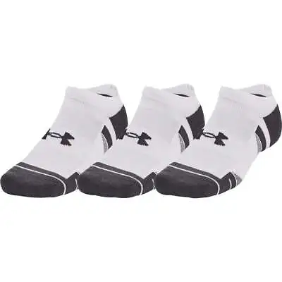 Under Armour Unisex Performance Tech (3 Pack) No Show Socks Gym - White • £10.99