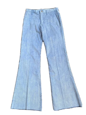 £55 • Buy Mens Authentic Western 1990s Flared Corduroy Trousers In Light Blue W32 By Rifle