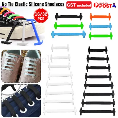 16/32 Easy Lazy No Tie Elastic Silicone Shoe Laces Cool Shoelaces Sneakers Sport • $5.54