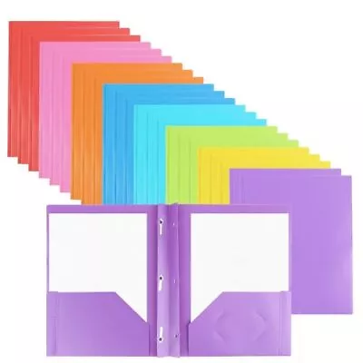 24 Pack 2 Pocket Folder Heavy Duty Plastic Folders With Pockets 3 Prong Folde... • $33.91