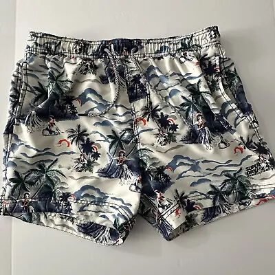 Superdry Japan Men’s Swim Shorts White Hawaiian Beach Graphics XL • $7.50