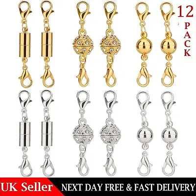 12x Gold Silver Strong Magnetic Converter Necklace Bracelet Easy Clasp Connector • £11.95