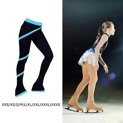 Girls Ice Figure Skating Long Pants Warm Leggings Stretchy Tights Sportswear • £17.10