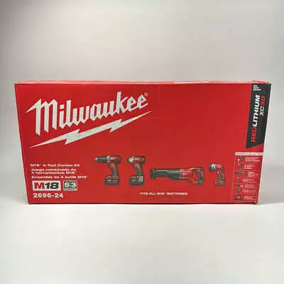 New Milwaukee 2696-24 M18 18V M18™ Cordless LITHIUM-ION 4-Tool Combo Kit • $319.99