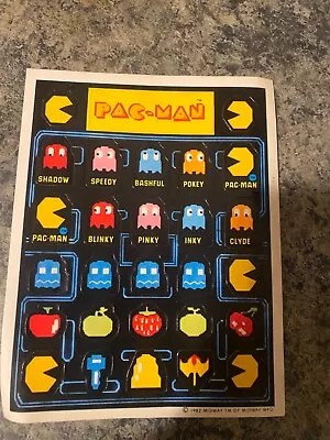 Vintage 1982 Pac Man Sticker Sheet • $0.99