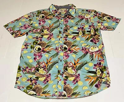 Vans Off The Wall Shirt Small Button Short Sleeve Hawaiian Print Mens Limes • $19.97