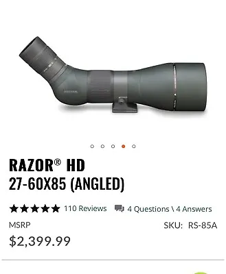 Vortex Spotting Scope Razor HD 27-60x85mm Gen 2 Angled • $1500