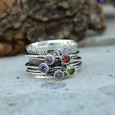 Amethyst Peridot Gemstone 925 Sterling Silver Ring Mother's Day Jewelry EM- 529 • $13.99