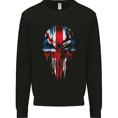 Union Jack Flag Skull Gym MMA Biker Britain Mens Sweatshirt Jumper • £15.99