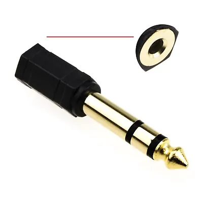 £2.26 • Buy 3.5mm TRS Mini Jack Headphone Socket To 6.3mm Big Jack Plug Small Adapter GOLD