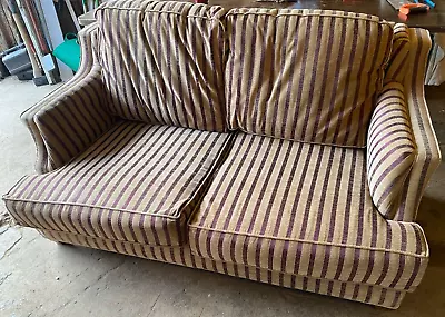 Classic 2-3 Seater Thick Quality Wine Beige Stripe Textured Upholstery End Marks • £145