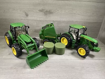 John Deere 6210R Lights & Sounds With 854 Round Baler + John Deere With Loader • £59.99