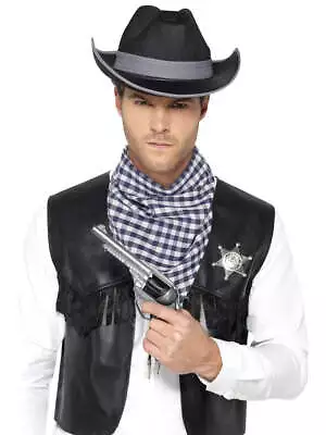 Western Kit Black Waistcoat Cowboys And Indians Fancy Dress Sheriff Wild West • $37.95