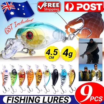 $9.25 • Buy 9PCS Fishing Lures For Bream Bass Trout Redfin Perch Cod Flathead Whiting Tackle