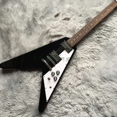 $271.20 • Buy Flying V Electric Guitar Black Color Mahogany Body Chrome Hardware