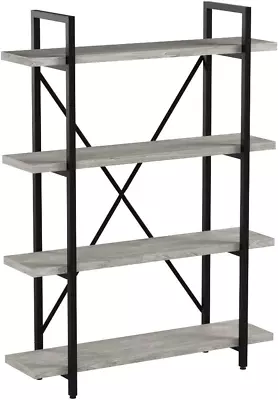 4-Tier Vintage Industrial Style Bookcase/Metal And Wood Bookshelf Furniture For  • $190.99