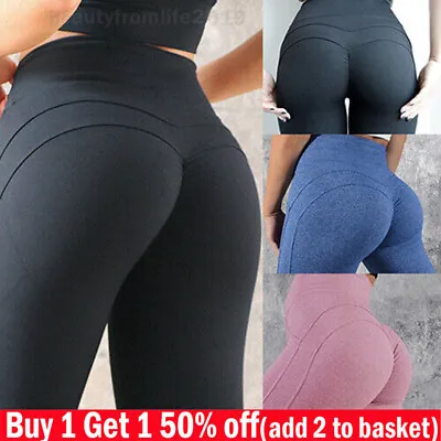 £8.99 • Buy Women Yoga Leggings Gym Anti-Cellulite Legging Sport Bum But Lift Pants~Trousers