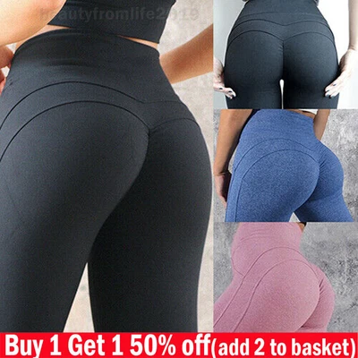 £8.99 • Buy Women Yoga Leggings Gym Anti-Cellulite Legging Sport Bum But Lift Pants~Trousers