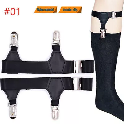 Men Pair Elastic Sock Suspender Garter Single Clip Hold Up Brace Socks Holders • $11.99