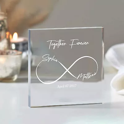 Personalised Acrylic Block Engraved Gift For Couples Anniversary Wedding Present • £2.96
