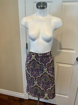 J. Crew Purple Paisley Print  No. 2 Pencil Skirt  Size 8 • $25.31