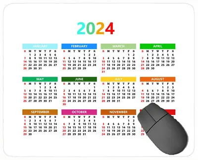 Calendar 2024 Year Mouse Padsolid Color Mouse Pad With Stitched Edge • $7.99