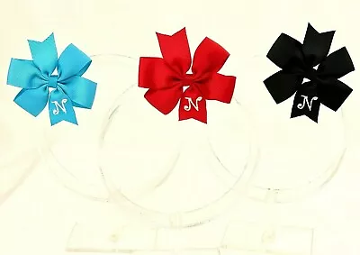 3 Personalized Hairbows Lot Girls Monogram Black Turquoise Red - Initial N • $9.99