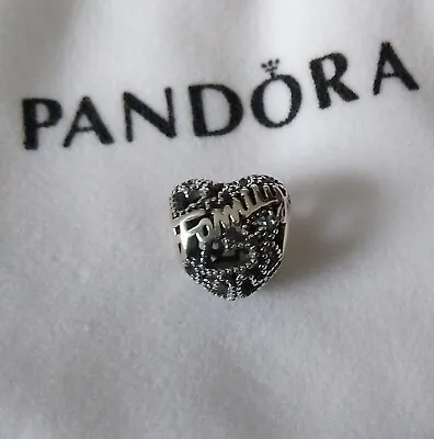 £12.99 • Buy Genuine PANDORA Sterling Silver 925 Family Heart Charm Bead 798571C00 In Pouch