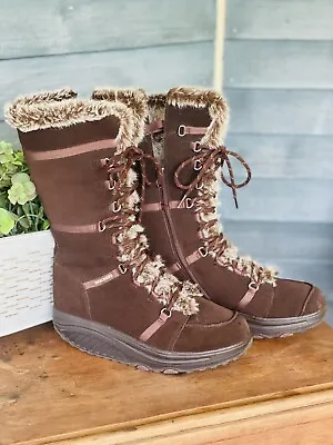 $70 • Buy Skechers Womens Shape-Ups Toning Boots Size 9.5 Brown 11812 Tall Faux Fur Lined