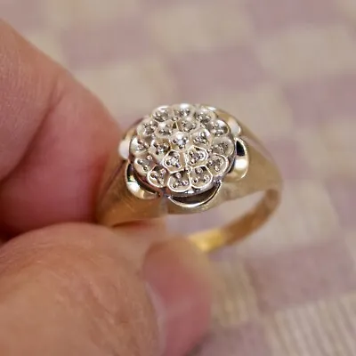 MEN'S 10K YELLOW GOLD CLUSTER STYLE NATURAL MINED DIAMOND RING (size 10) • $395
