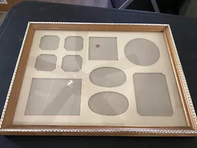 Vintage Old Wood Wall Hanging Picture Frame W/10 Picture Slots • $14.99