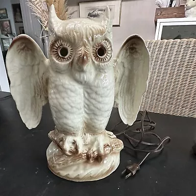 Vintage Mid-century Howard Kron Great Horned Owl Tv Lamp White Owl  • $199.99